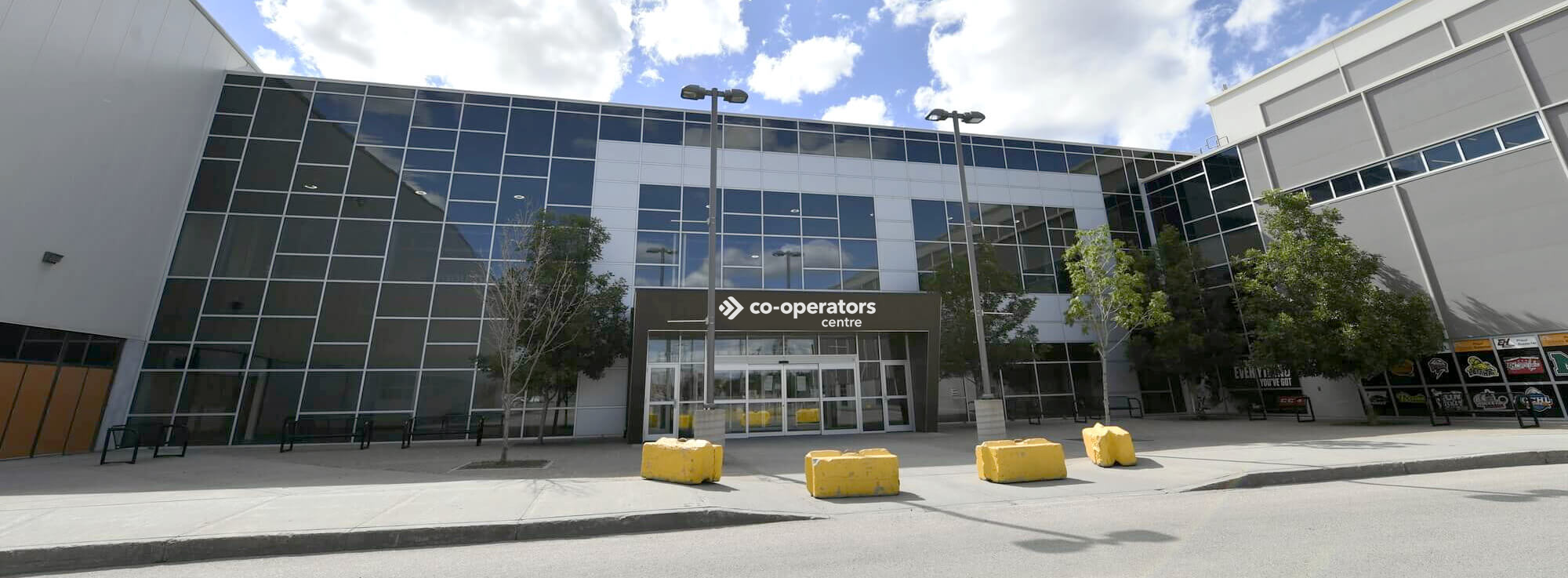 Co-operators Centre entrance with glass facade.