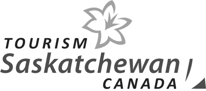 Tourism Saskatchewan Canada logo with flower graphic.