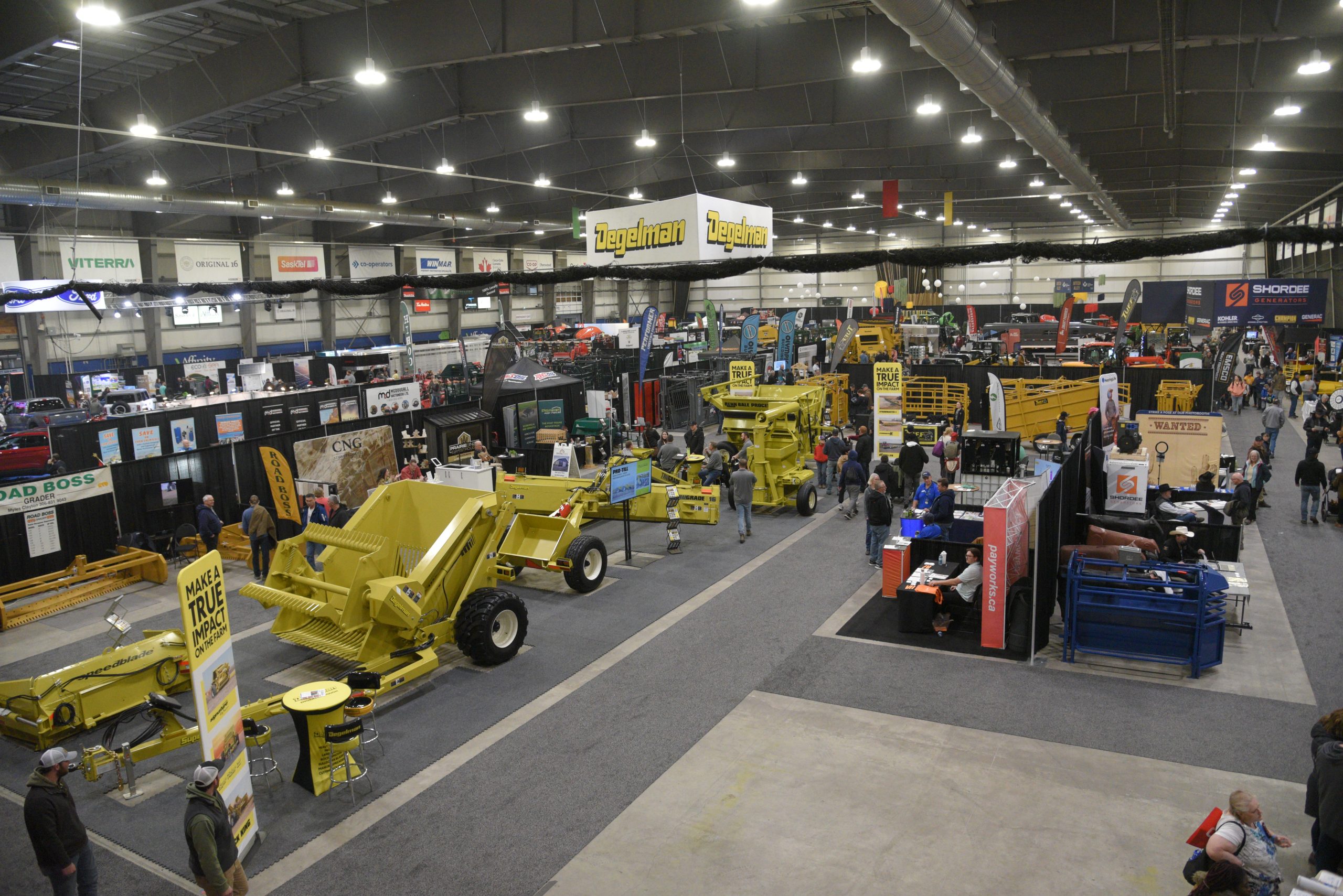 Indoor agricultural machinery trade show exhibit